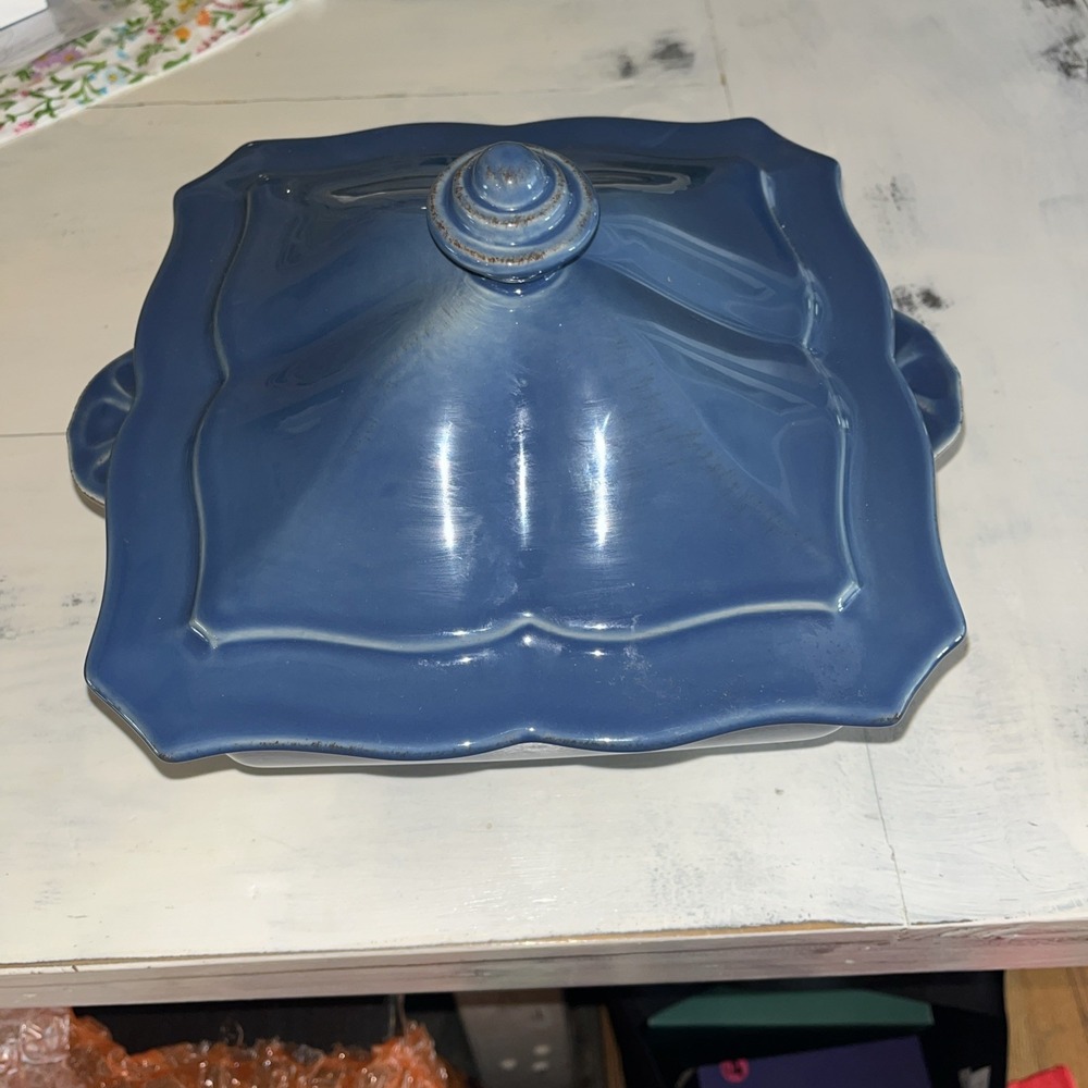 skyros pottery Bowl With Lid Blue Stoneware's